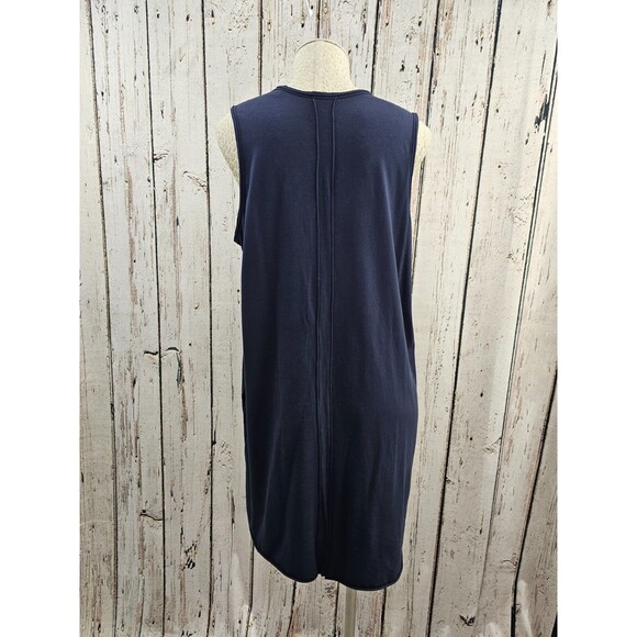 ATM M Pima Cotton Jersey Knit V-Neck Tank Shift Dress Pockets Black Stretch EUC - Picture 4 of 9